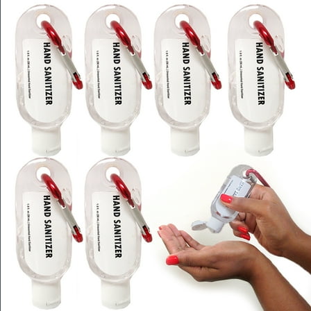 6 PC Original Hand Sanitizer Gel Carabiner Carry Size Travel Size Bottle Carrier