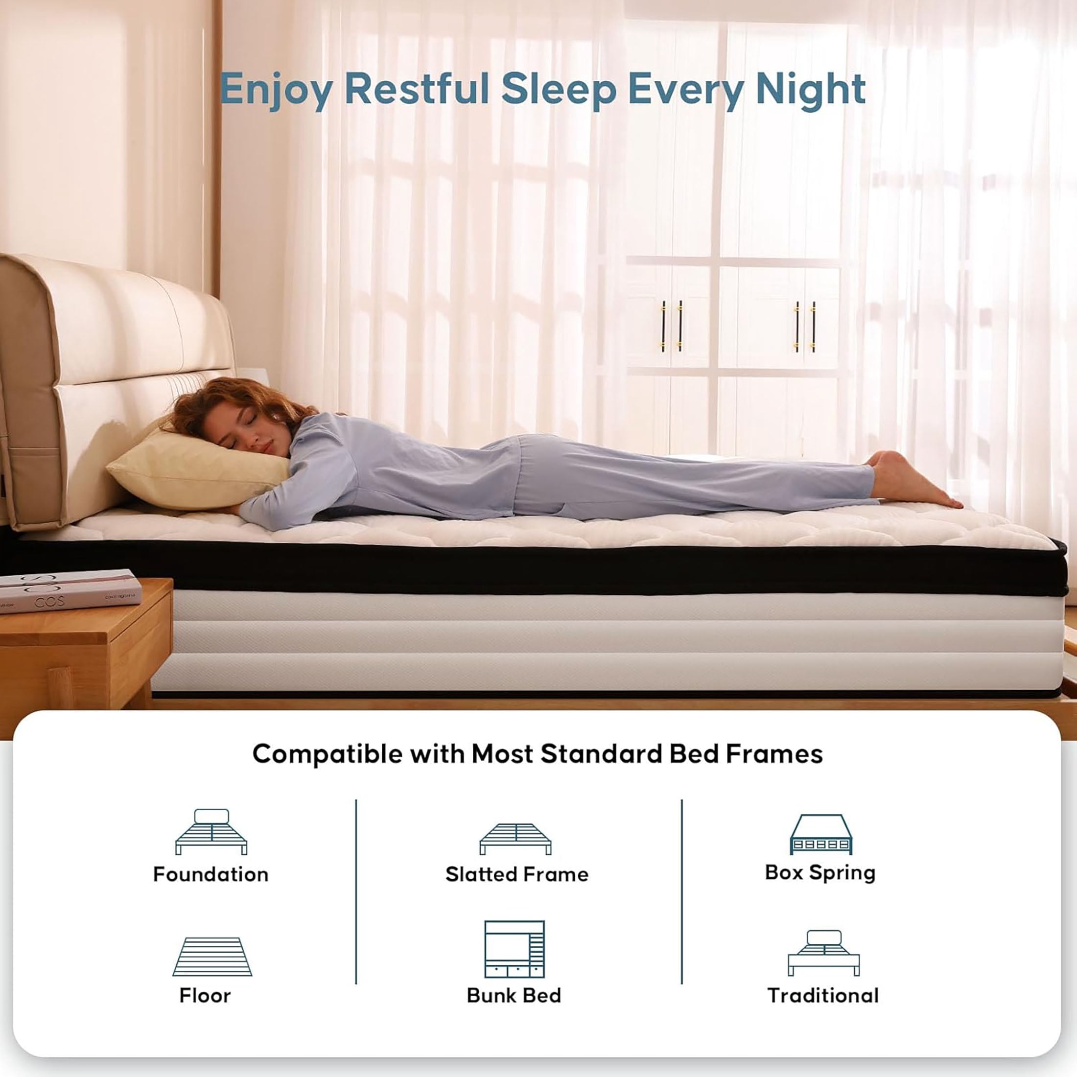 SeVietra Queen Mattress 12 inch, Adult Hybrid Mattresses in a Box, Pocket Springs, Medium Firm and Breathable Comfort