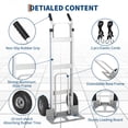 thumbnail image 5 of Heavy Duty Aluminum Hand Truck Dolly – 600 lbs Capacity – Collapsible Platform Cart with Extendable Base – 10" Pneumatic Wheels – Includes 2 Elastic Cords, 5 of 8