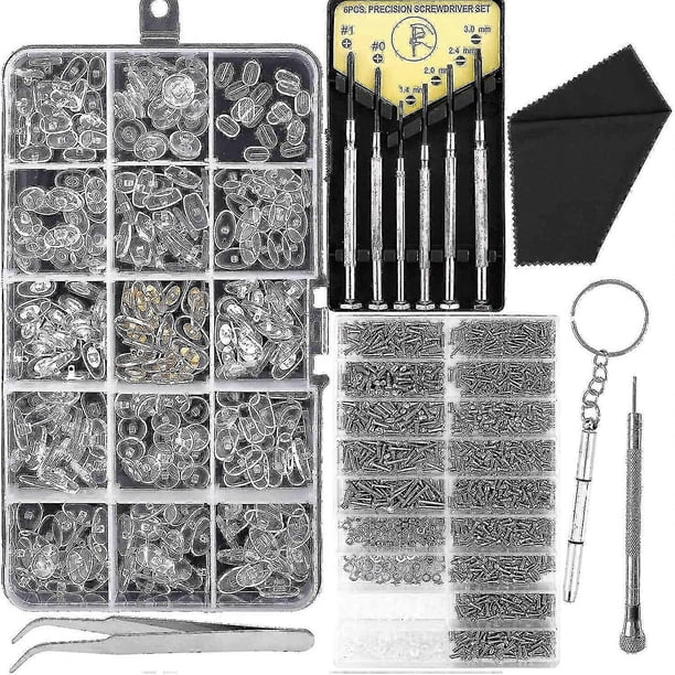 Eyeglass And Sunglasses Repair Kit,glasses Screws Kit And Nose Pads With 6 Pcs Screwdrivers And 3 P