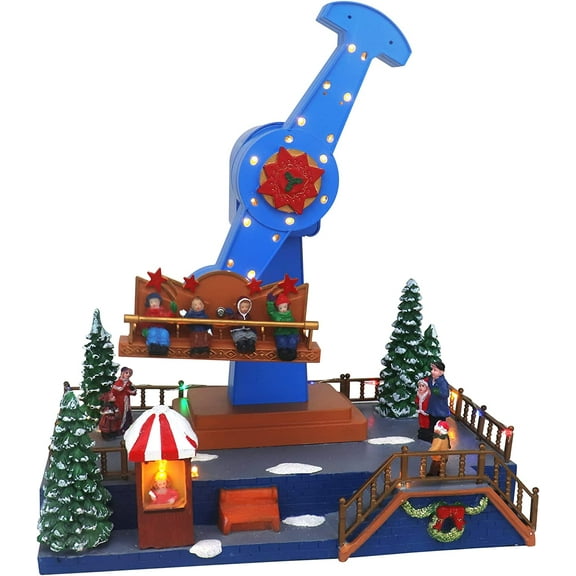 Carnival Pendulum Ride Display Animated Musical Christmas Village Perfect Addition to Your Christmas Indoor Decorations & Holiday Collections