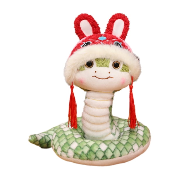 año Nuevo Chino 2025, juguete de peluche de serpiente, Animal relleno, muñeco de serpiente, decoración de año Nuevo Lunar para gabinete, dormitorio de Verde 35cm