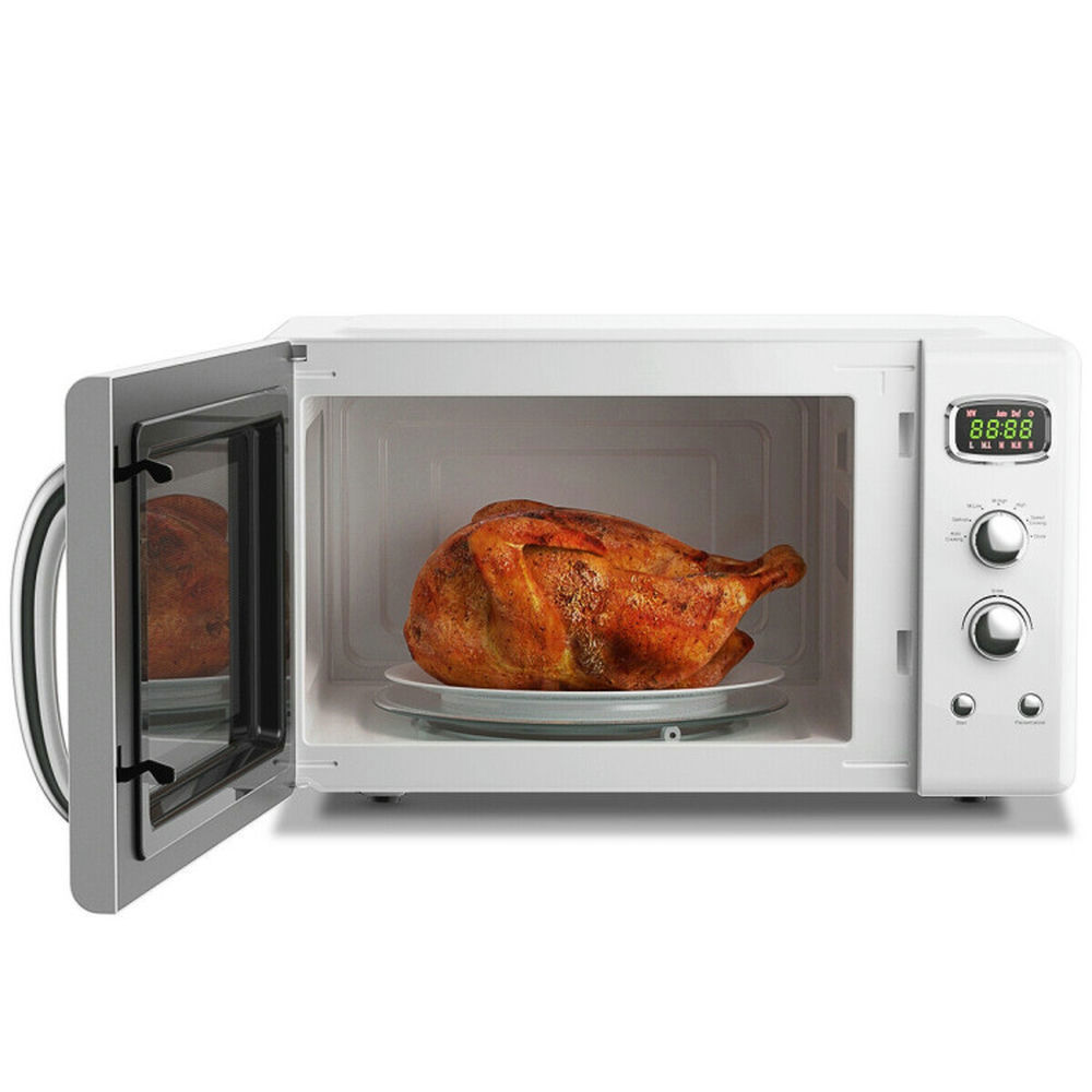 Barara King 0.9 Cu.ft Retro Countertop Compact Microwave Oven-White