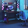 thumbnail image 3 of Giantex 59” Computer Desk w/Removable Storage Shelves & Charging Station, Industrial Writing Workstation w/ Headphone Hook, Large Laptop Desk, Black, 3 of 9