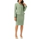 thumbnail image 4 of Conjuntos de trajes para mujeres INSPIRE CHIC, atuendos de negocios, blazer peplum sin cuello, falda lápiz formal, conjunto de 2 piezas, XS, verde guisante, 4 of 6