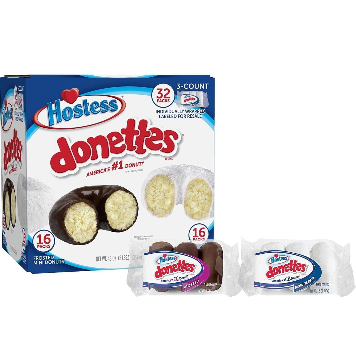 Hostess Mini Powered Donettes and Frosted Chocolate Donettes (1.5 oz. 36 pk.)