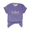 thumbnail image 2 of Tittly T Shirts for Women Graphic Tees Women's POSITIVE Printed Crew Neck Multi Color Multi Size Summer Split Sleeve Tshirts Shirts Womens Tops Purple XL, 2 of 3