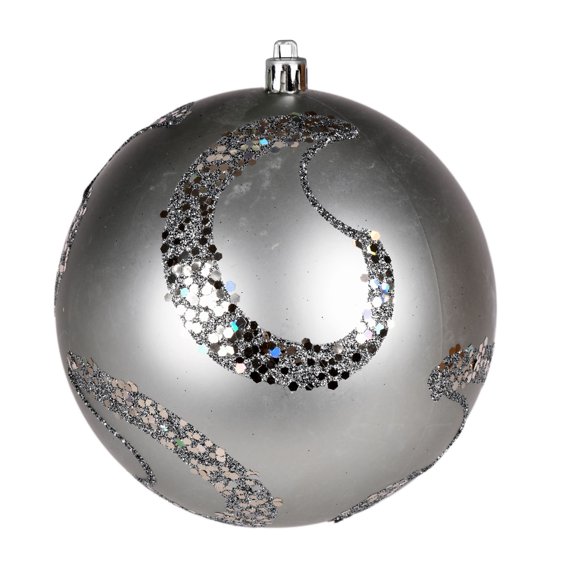 Vickerman 4.75" Limestone Matte Sequin Swirl Drilled Wired 4/Bag. Add some sparkle to your holiday decorating projects with this matte ornament adorned with sequins. This ornament features a drilled c