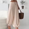 thumbnail image 2 of Gaukiv Womens Balloon Pants Cinched Cuff Wide Leg Trousers Beige 2XL, 2 of 4