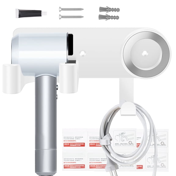 Hair Dryer Holder Wall Mounted Blow Dryer Holder with Strong Magnet Adhesive Aluminum Alloy Organizer for Bathroom