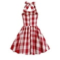 thumbnail image 5 of Fshinging Toddler Baby Girls Dresses Summer Sleeveless Plaid Pink Party Fashion Spring Summer Clothes Size 5-6 Years, 5 of 6