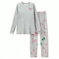 thumbnail image 3 of Garbnen Womens Valentines Pajama Set Bow Print Crew Neck Long Sleeve Sleepwear Top and Jogger Pants Spring Summer Pjs Loungewear, 3 of 4