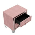thumbnail image 4 of Pink Nightstand with 2 Drawers and Metal Legs | Enhance Bedroom Aesthetics, Display Lamps | High-Quality Velvet and Engineered Wood | Ample Space for Nightstand Storage, 4 of 6