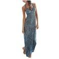 thumbnail image 1 of Vestido largo HUOGUO para mujer, estilo bandeau, cuello en V, flores de verano, 1 of 3