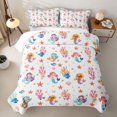 thumbnail image 2 of Manfei Kawaii Mermaid Princess Quilt Full, Dreamy Sea Coral Full Bedspread Sets, White Pink, 3-Piece, 1 Coverlet and 2 Pillowcases, 2 of 7