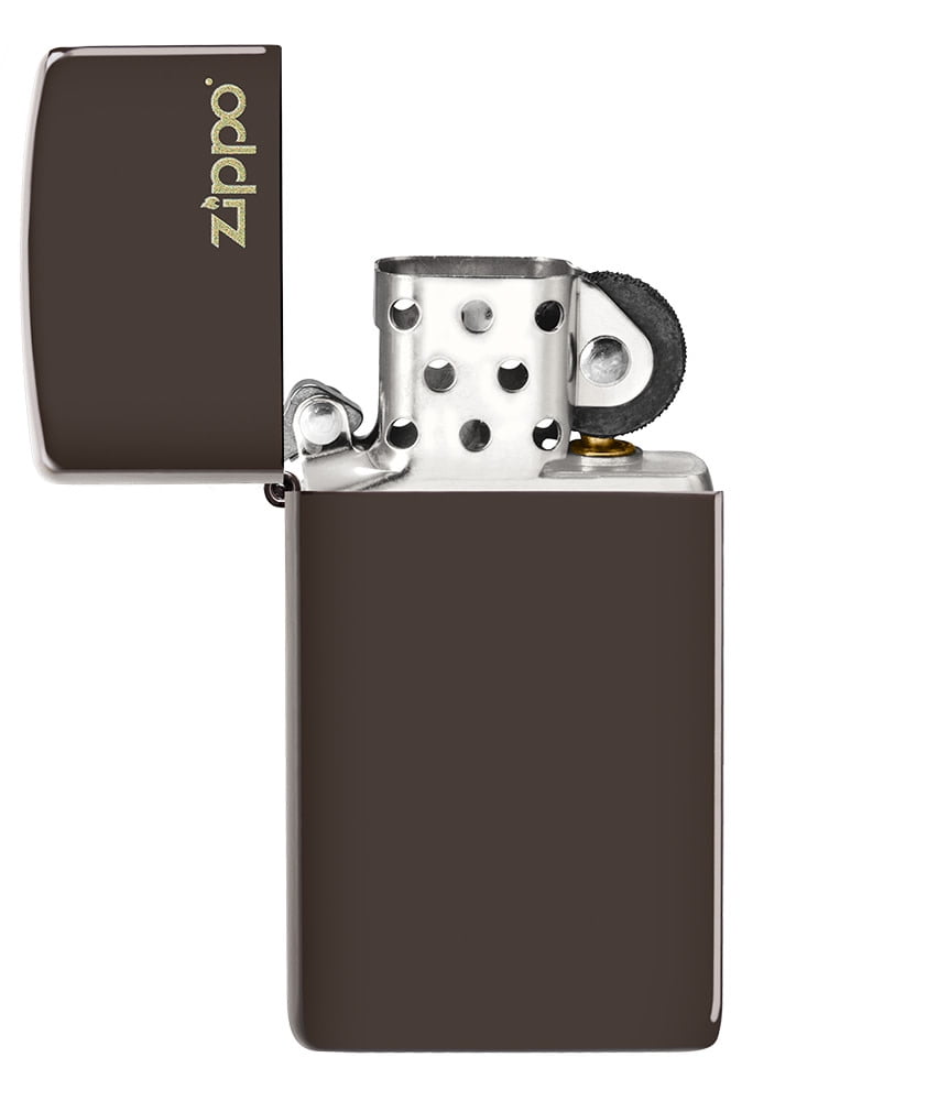 Zippo Slim Brown Logo Pocket Lighter