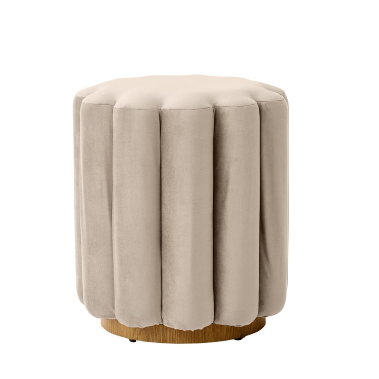 Better Homes & Gardens Lillian Velvet Tufted Ottoman, Beige photo 5