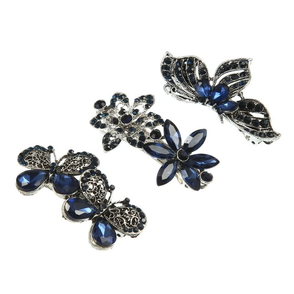 Vocoste 3 Pcs Hair Barrettes for Women Hair Clips Sparkly Hairpin Blue Black