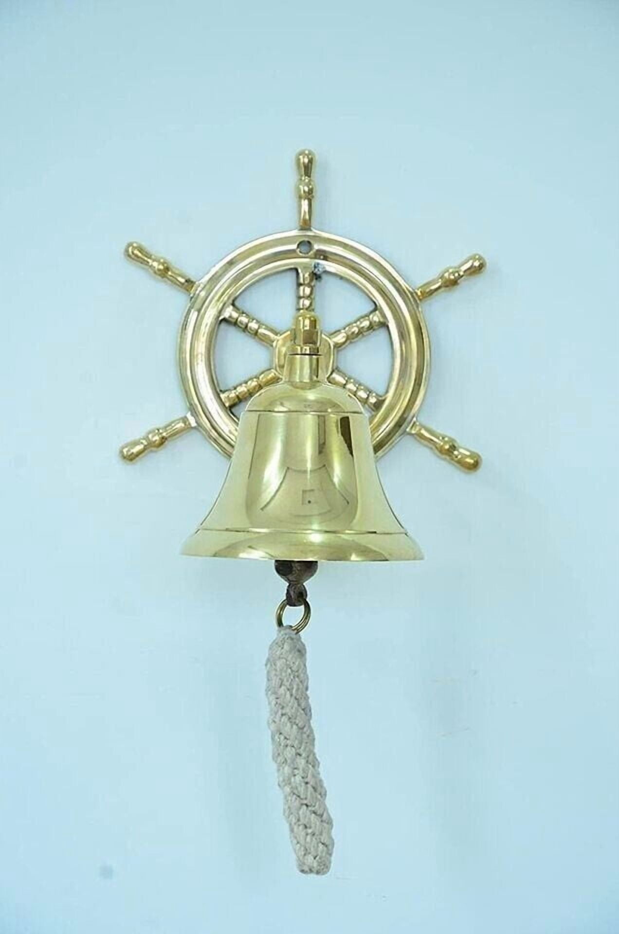 Antique Brass Ship Bell 4" Nautical Hanging Door Bell Wall Mount Decorative Vintage Gift Item