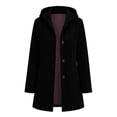 thumbnail image 5 of MOONDU Women's Faux Suede Coat Pea Coat Hooded Button Down Mid-Length Drawstring Long Sleeve with Pockets Casual Fall Winter Daily Wear Top 8 Colors, 5 of 8