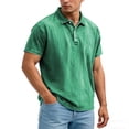 thumbnail image 2 of Daiosportswear Men'S Vintage Washed Polo Shirts Classic Fit Pullover Shirts Summer Lapel Button Tops Casual Retro Distressed Tee Top Green L(L), 2 of 6