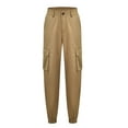 thumbnail image 2 of Women Solid-Color High Waist Cargo Pants with Pockets Slacks with Tight Bottoms, 2 of 8