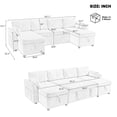 thumbnail image 2 of Modern U-Shaped Sectional Sofa Bed with Storage and USB Ports, Green Teddy Fabric Sleeper Couch for Living Room, Convertible Chaise Lounge with Lumbar Pillows, 2 of 9