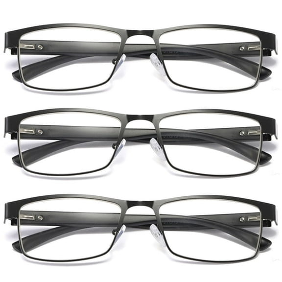 HBMYN 3 Pairs Mens Rectangular Blue Light Blocking Reading Glasses Spring Hinge Readers 4.00,Reader Glasses,Blue Light Reading Glasses Men