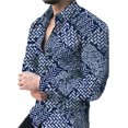 thumbnail image 3 of Camisas florales de anacardo para hombre, cárdigan de solapa con estampado 3D, sección delgada, camisa delgada, Y2k, manga larga con botón, primavera de 2024, 3 of 5