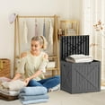 thumbnail image 3 of 32-Gallon Weatherproof Outdoor Storage Box with Woodgrain Finish - Black Resin, 3 of 6