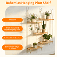 thumbnail image 4 of AMTPM Hanging Shelves for Wall, 5 Tier Boho Wall Decor Hanging Plant Shelf Floating Shelves Rope Rustic Wood Organizer Storage Hanger Rack for Aesthetic Home Bedroom Kitchen Bathroom, 4 of 13