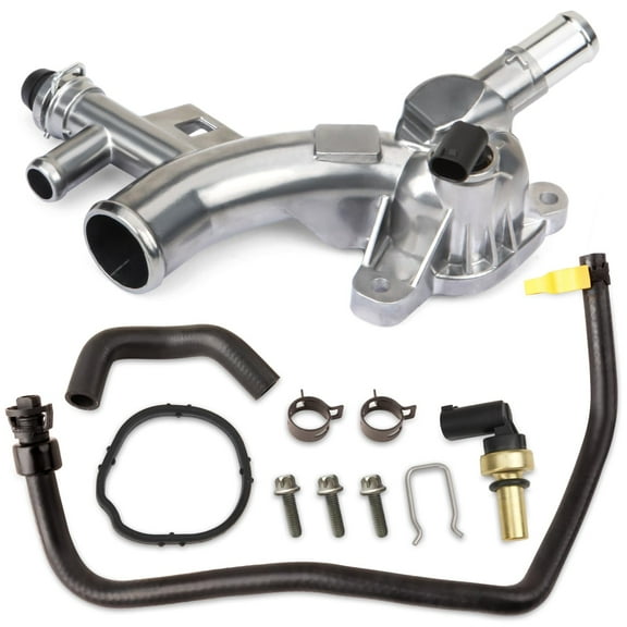 MITZONE Upgraded Aluminum Coolant Housing Compatible with 2011-2020 Chevrolet Cruze Sonic Trax Volt Buick Encore 1.4L with Inlet Hose and Oil Cooler Hose Replace 25193922 902-846