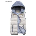 thumbnail image 5 of Otoño Invierno nuevas mujeres negro chalecos con capucha moda coreana chaqueta sin mangas mujeres Casual mujer caliente prendas de vestir exteriores chaleco, 5 of 5