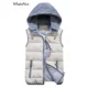 thumbnail image 4 of Otoño Invierno nuevas mujeres negro chalecos con capucha moda coreana chaqueta sin mangas mujeres Casual mujer caliente prendas de vestir exteriores chaleco, 4 of 4