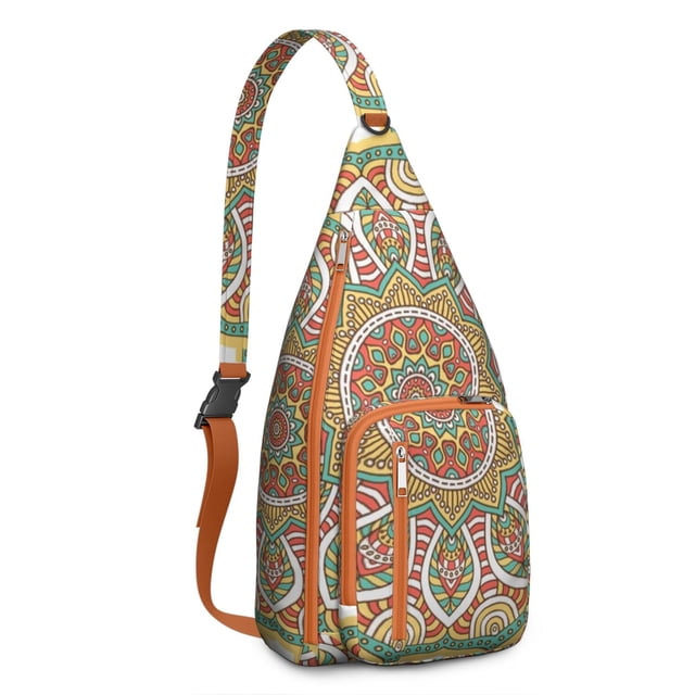 Mystic Mandala Sling Backpack - Exotic Floral Boho Design, Fashionable Anti-Theft Pack for Commuters