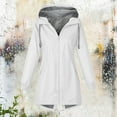 thumbnail image 5 of larppty Long Raincoat for Women Waterproof Drawstring Hooded Jacket Traveling Outdoor Windbreaker Jackets Fall Fashion (White, XL), 5 of 7