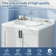 thumbnail image 4 of Contemporary White Ceramic Round Bathroom Vessel basin - Semi-Recessed Drop-In Countertop Basin - Single Faucet Hole with Overflow - Perfect for Small Bathrooms and Renovations, 4 of 8