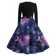 thumbnail image 4 of Womens Halloween Dress Pumpkin Costume Dresses Vintage Bat Print Dress A Line Dress Halloween Themed Plus Size Clothes Pink 4XL, 4 of 6