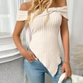 thumbnail image 5 of ABATAB Off the Shoulder Shirts for Women Bow Slim Fit Party Tops Short Sleeve Irregular Hem Trendy Summer Tshirt Blouses, 5 of 7