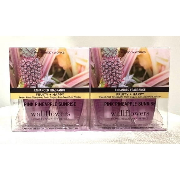 Bath & Body Works Pink Pineapple Sunrise Wallflowers Home Fragrance Refills, 0.8 fl oz each - 4 Refills