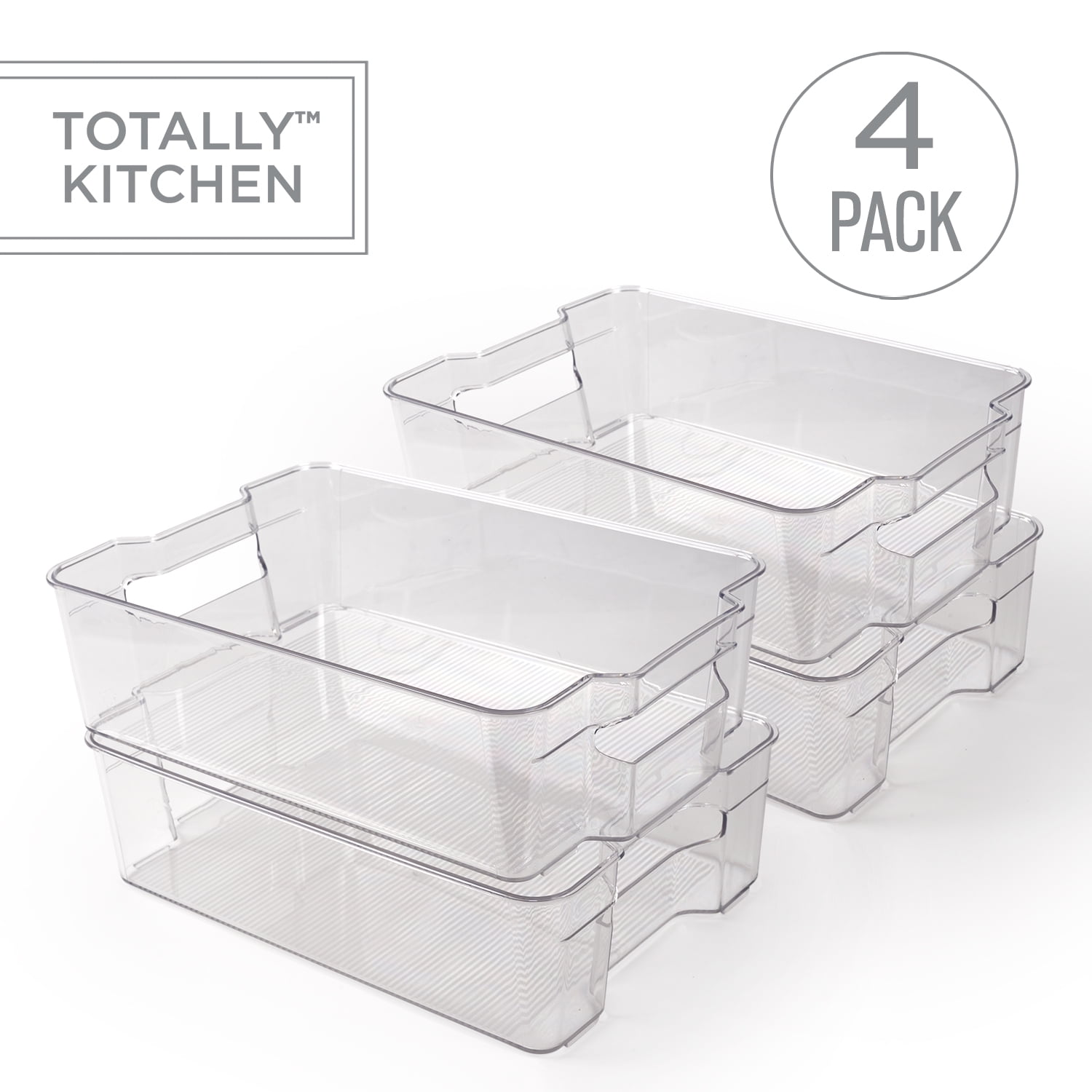 Buy Totally Kitchen Clear Plastic Stackable Storage Bins with Handles
