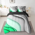 thumbnail image 2 of YST Grey Green Gradient 7-Piece Bedding Set, Aesthetic Wave Comforter Set, King Size, 7 Count, 2 of 4