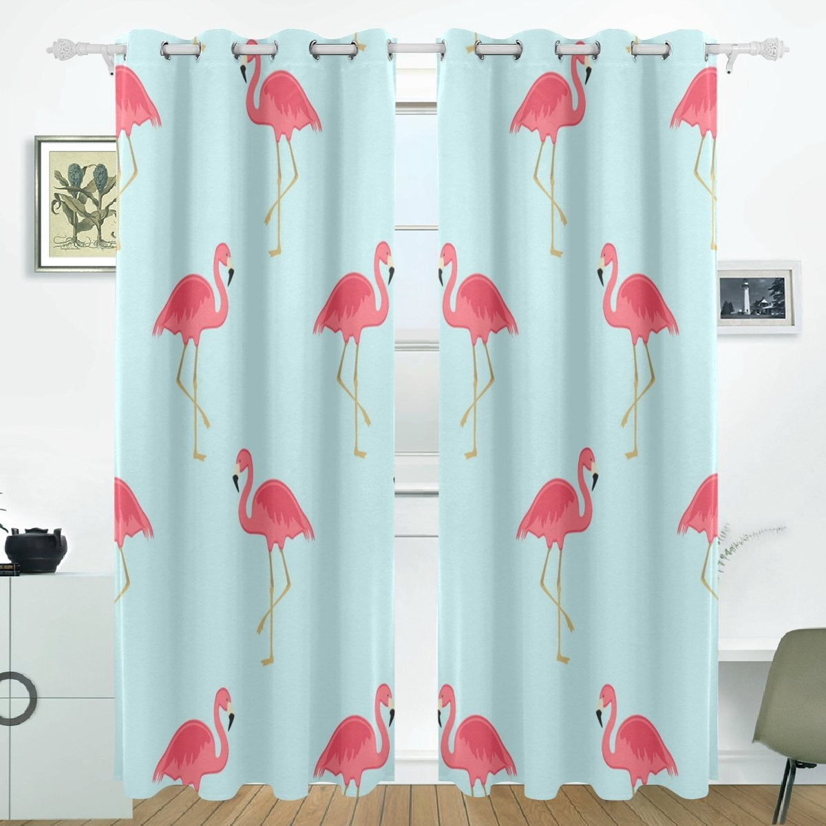 POPCreation Flamingo Pattern Window Curtain Blackout Curtains Darkening