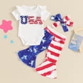 thumbnail image 2 of Okbabeha Baby Girl 4th of July Letter one-piece Romper+StripeStar Flag Flare Pants (3-18 Months), 2 of 7