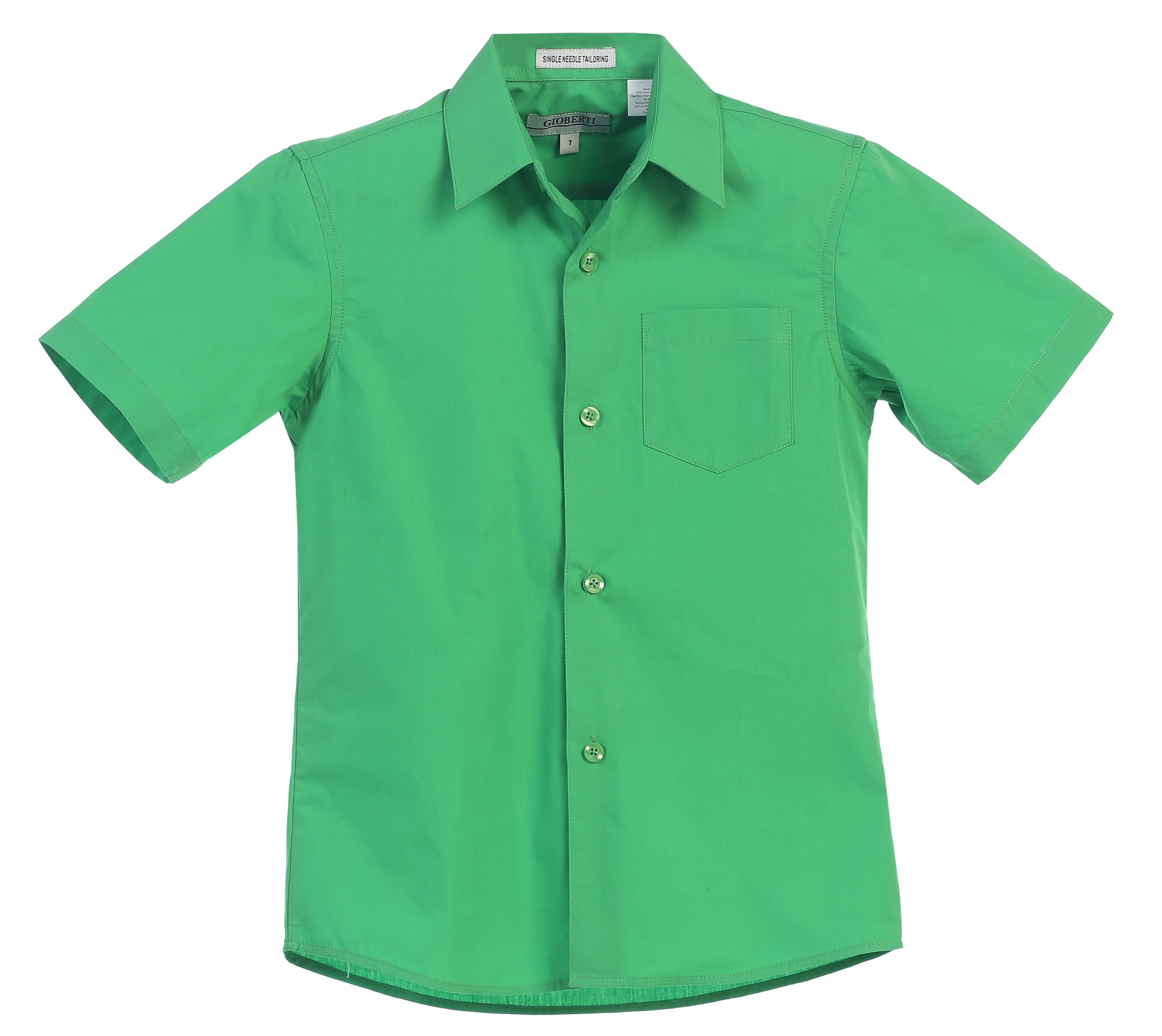 Gioberti Boy's Short Sleeve Solid Dress Shirt, Green, 8
