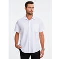 thumbnail image 3 of HISDERN Men's Short Sleeve Dress Shirt Classic Fit White Button Down Work Shirt with Pocket, 3 of 11