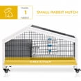 thumbnail image 4 of PawHut Wooden Rabbit Hutch with No-leak Tray, Wheels, Water Bottle, 4 of 10