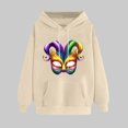 thumbnail image 2 of VBTAPA Mardi Gras 2025 Hoodies for Women Carnival Mask Printed Long Sleeve Drawstring Hooded Sweatshirt Novelty Holiday Pullover Hoodie with Kangaroo Pocket Flash Deals of The Day Beige XL, 2 of 6