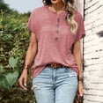thumbnail image 4 of Cathalem Crop Tops pour Femmes Été Col Rond Manches Courtes Basiques Coupe Ample, Rose TTG, 4 of 5