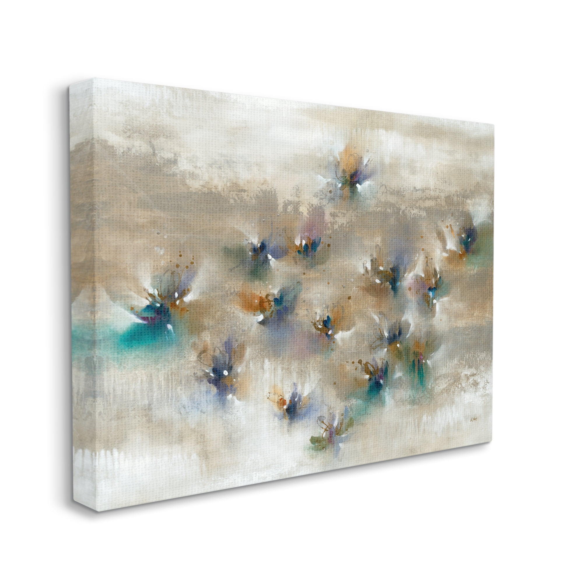 Stupell Industries Earthy Abstract Floral Petals Boho Paint Drip Painting Gallery Wrapped Canvas Print Wall Art, Design by K. Nari